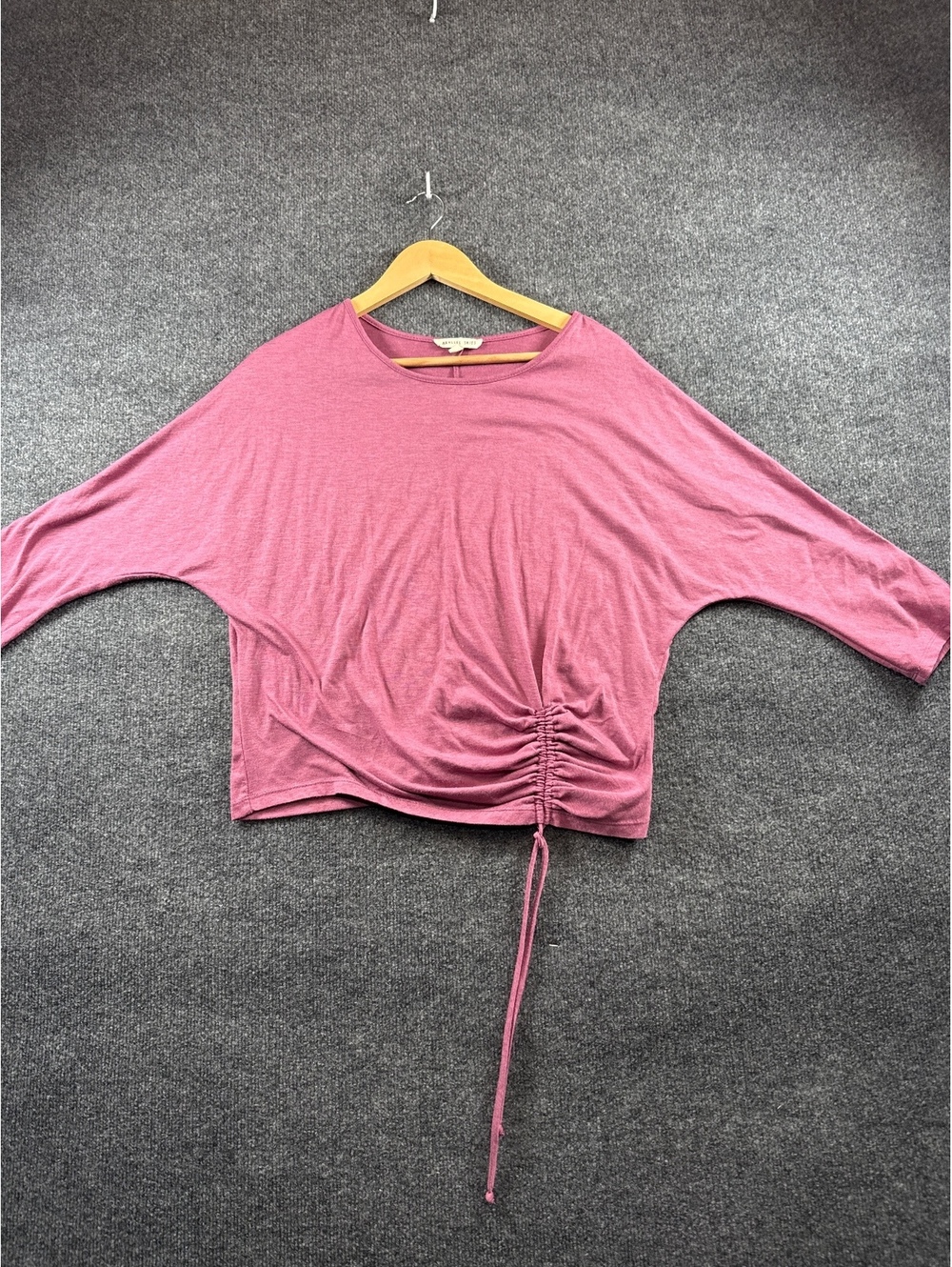 Parallel Skies Womens M Mauve Ruched Drawstring Dolman Sleeve Top